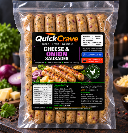 CHICKEN CHEESE & ONION SAUSAGES 500GMS