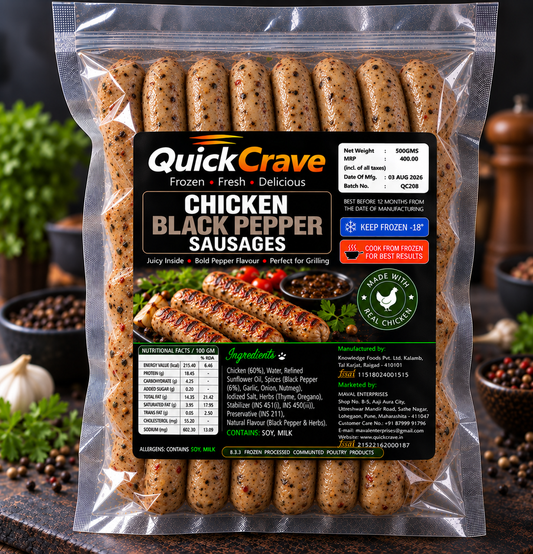 CHICKEN BLACK PEPPER SAUSAGES 500GMS