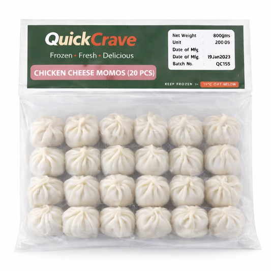 CHICKEN CHEESE MOMOS (20 PCS) 500GMS