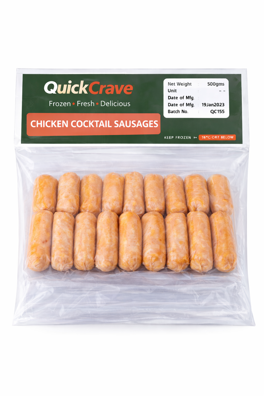 CHICKEN COCKTAIL SAUSAGES 500GMS