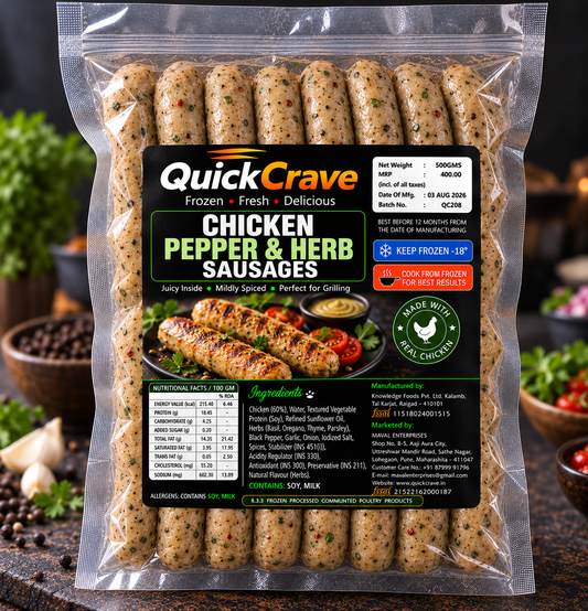 CHICKEN PEPPER & HERB SAUSAGES 500GMS