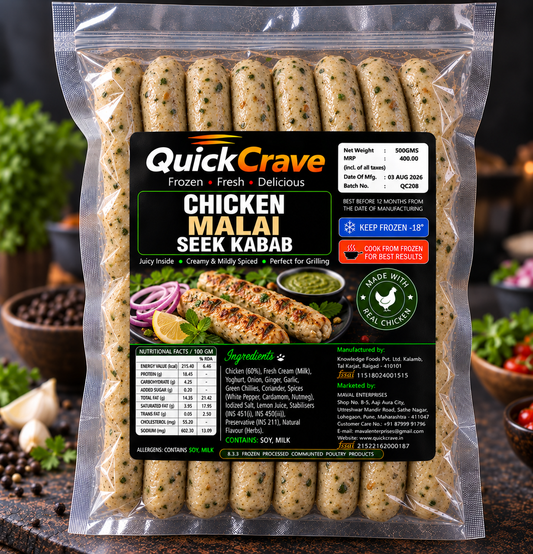 CHICKEN MALAI SEEK KABAB 500GMS